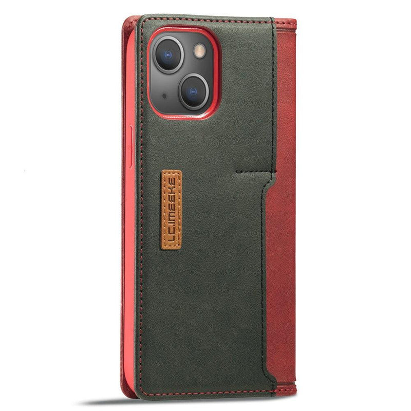 iPhone Wallet Case - Flip Leather iPhone 14 case with Card Holder Belts, Buckles and Wallets